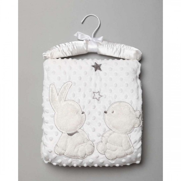 Κουβέρτα 75X75, Waffle, Ύφασμα με Applique Bunny And Bear, από 100% Polyester, Bubble Top Layer,  200 gsm Reverse Sherpa Lining 200 gsm.