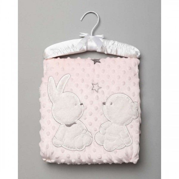 Κουβέρτα 75X75, Waffle, Ύφασμα με Applique Bunny And Bear, από 100% Polyester, Bubble Top Layer,  200 gsm Reverse Sherpa Lining 200 gsm.