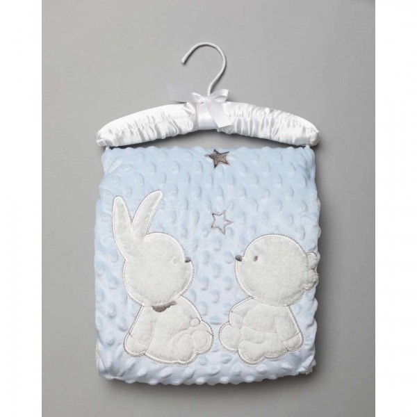 Κουβέρτα 75X75, Waffle, Ύφασμα με Applique Bunny And Bear, από 100% Polyester, Bubble Top Layer,  200 gsm Reverse Sherpa Lining 200 gsm.