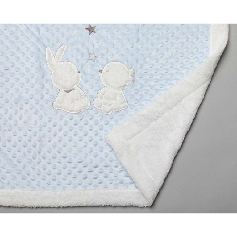 Blanket 75X75, Waffle, Fabric with Applique Bunny And Bear, made of 100% Polyester, Bubble Top Layer, 200 gsm Reverse Sherpa Lining 200 gsm.