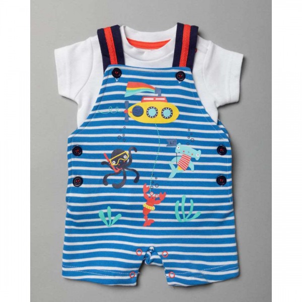 Set of 2 pieces, Overalls, T-Shirt Submarine, made of 100% Cotton