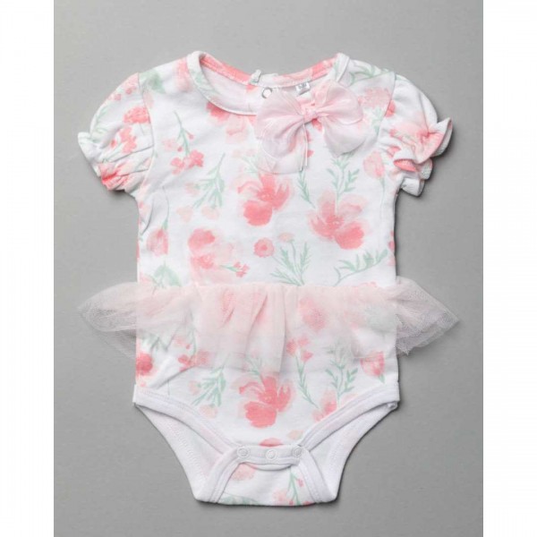 Set of 2 pieces, Bodysuit, shorts, Watercolor Floral, from 100% Cotton.