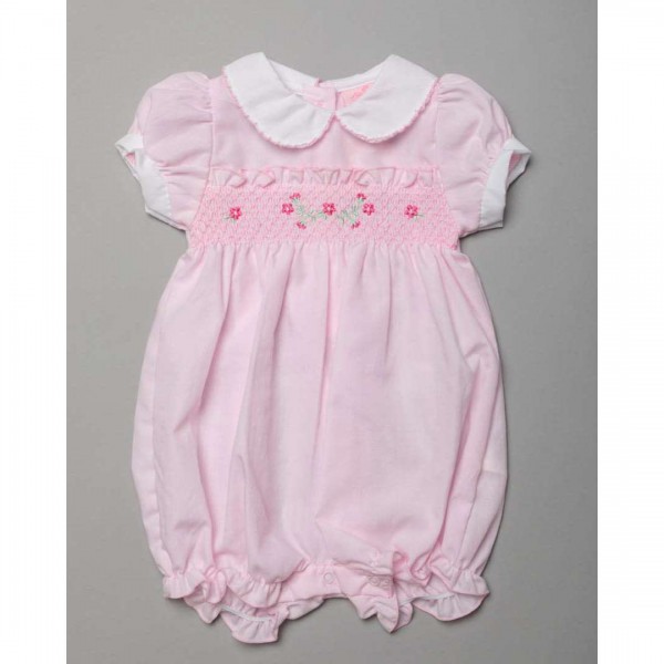 Smocking and Flower Embroidery bodysuit, made of 65% Cotton and 35% Polyester Woven