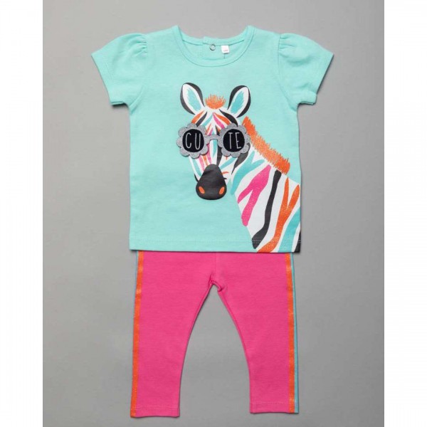 Set of 2 pieces, .Τ-Shirt, Leggings, liter Zebra, from 100% Cotton.