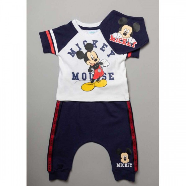 Set of 3 pieces, T-shirt, Sorts, Bib, Mickey Mouse Sport, from 100% Cotton