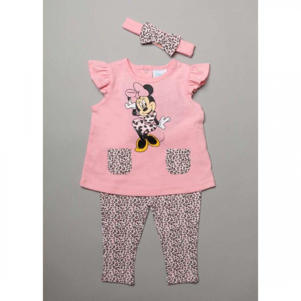 Set of 3 pieces, Tunic, Leggings, Hair Ribbon, Minnie Leopard, from 100% Cotton