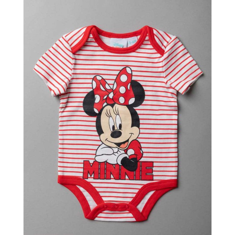 Set of 3 pieces. Bodysuit, Bodysuit, Bib, Minnie Mouse Red, from 100% Cotton