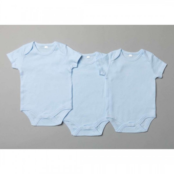 Children's Bodysuits PACKAGING 3 pieces MONOCHROLET BLUE 100% Cotton