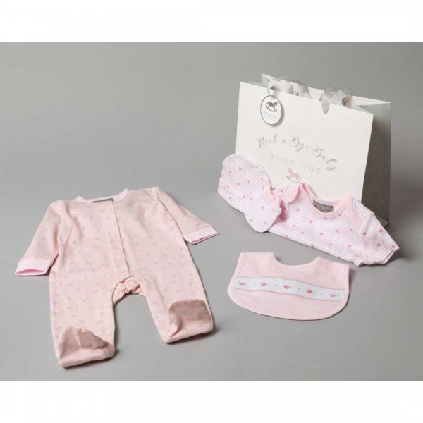 Multipack of 5 pcs, Bodysuit, bodysuit, hat, bib, gloves and gift bag, Floral, from 100% Cotton