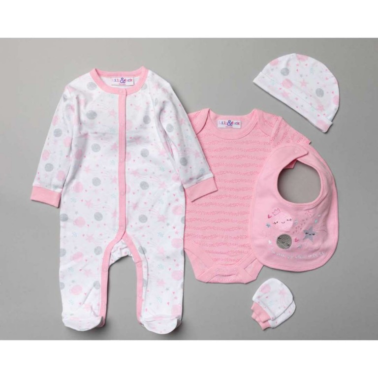 Multipack of 5 pcs, Bodysuit, bodysuit, hat, bib, gloves and gift bag, Space, from 100% Cotton.