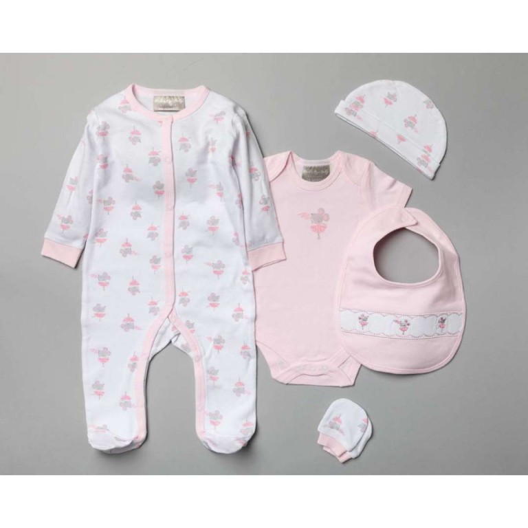 Multipack of 5 pcs, Bodysuit, bodysuit, hat, bib, gloves and gift bag, Mouse, made of 100% Cotton.