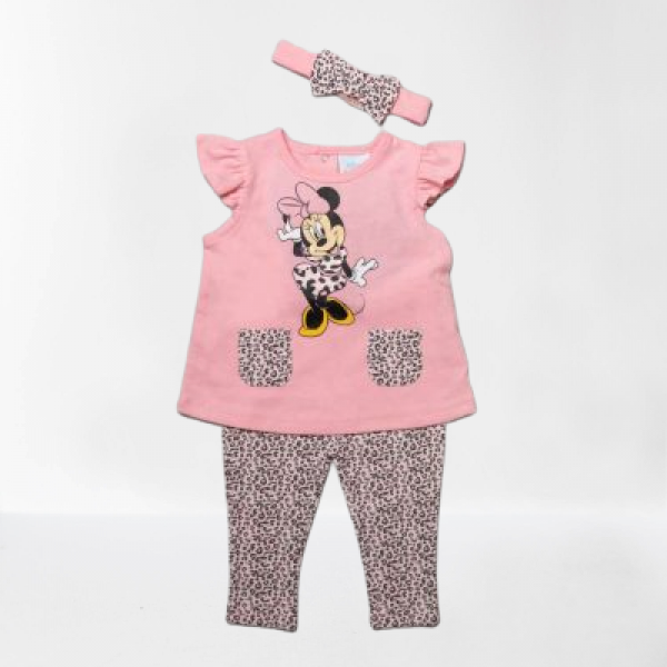 Set of 3 pieces, Tunic, Leggings, Hair Ribbon, Minnie Leopard, from 100% Cotton
