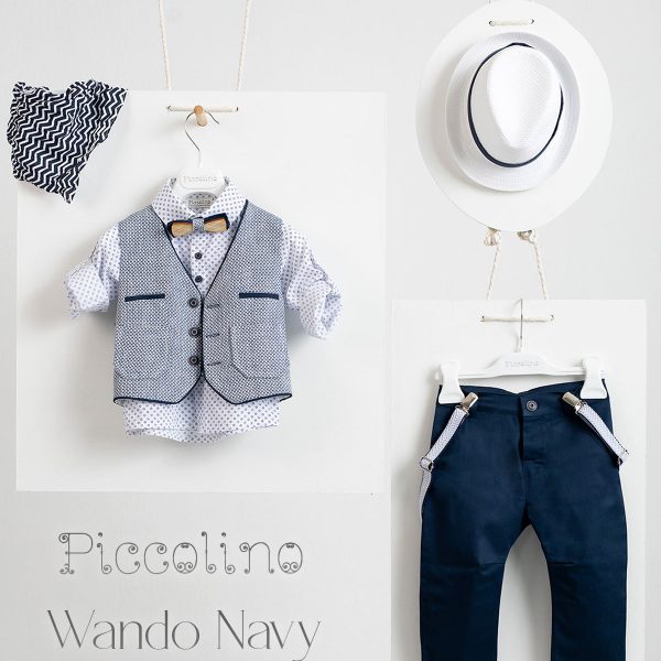 Christening suit Piccolino Wando in Navy color