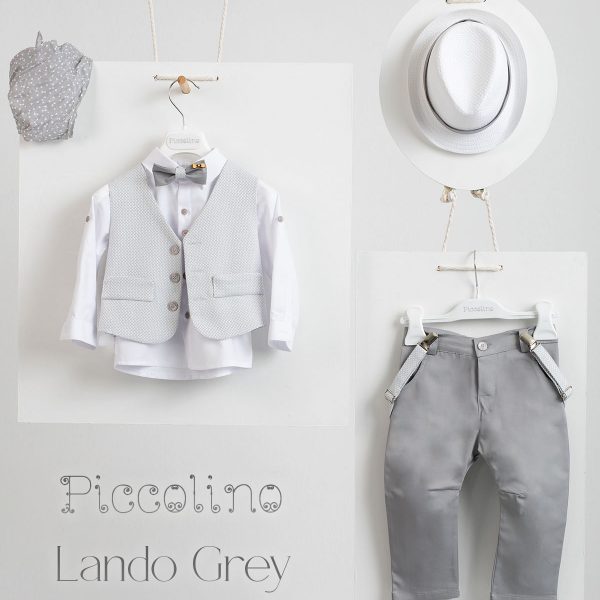 Christening suit Piccolino Lando in Gray color