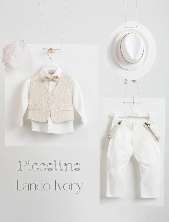 Piccolino Lando christening suit in Ivory color