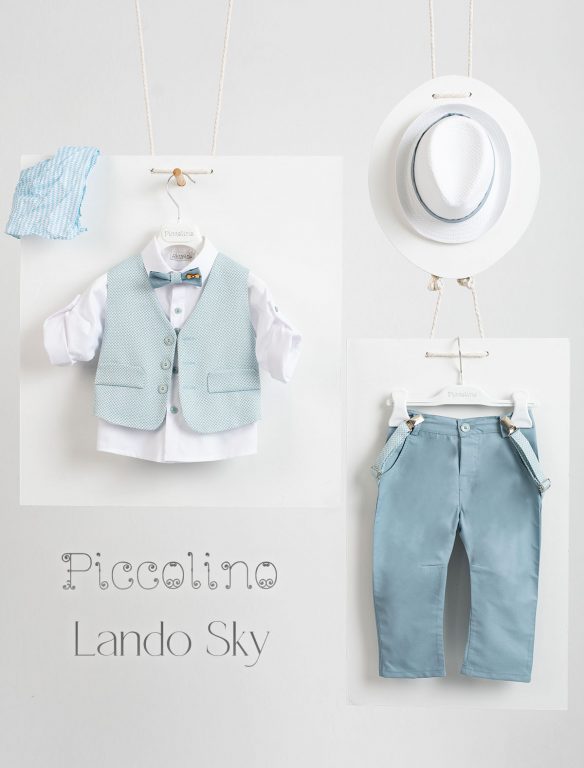 Piccolino Lando christening suit in Sky color