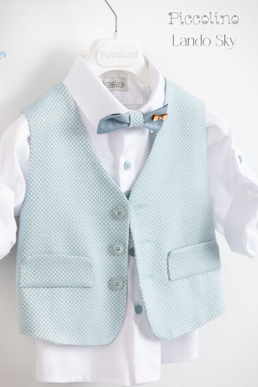 Piccolino Lando christening suit in Sky color