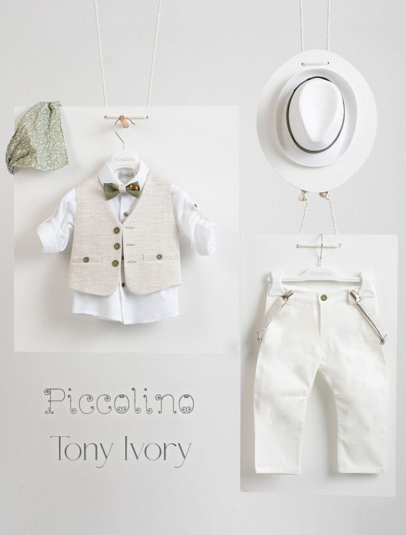 Piccolino Tony christening suit in Ivory color