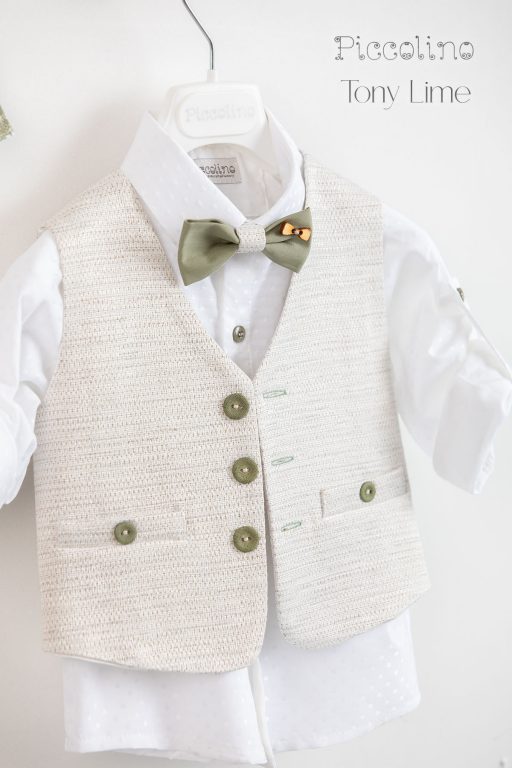 Christening suit Piccolino Tony in Lime color.