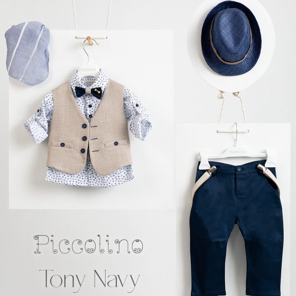 Piccolino Tony christening suit in Navy color