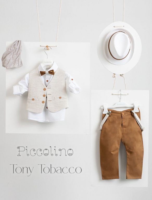 Piccolino Tony christening suit in Tobacco color