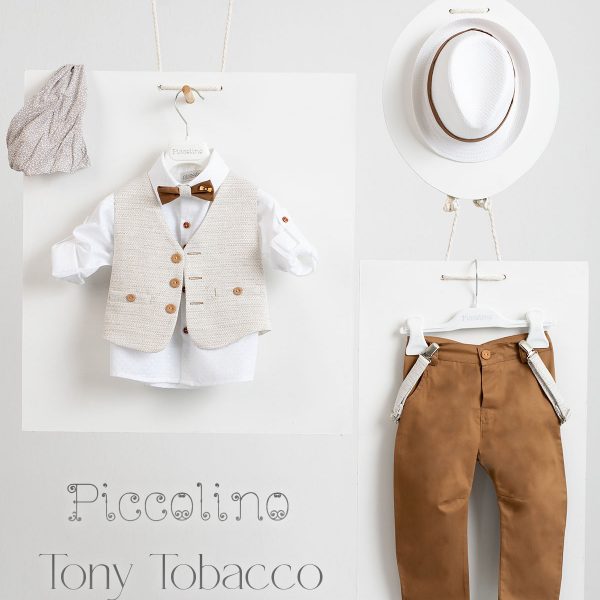 Piccolino Alberto christening suit in Tobacco color