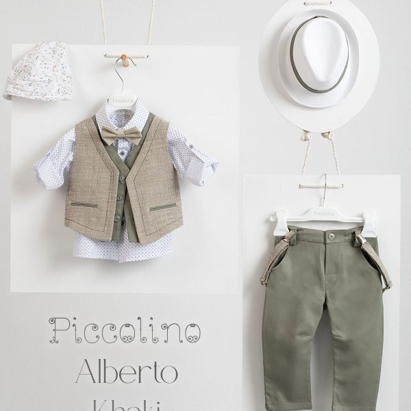 Piccolino Alberto christening suit in Khaki color