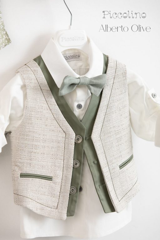 Piccolino Alberto christening suit in Olive color