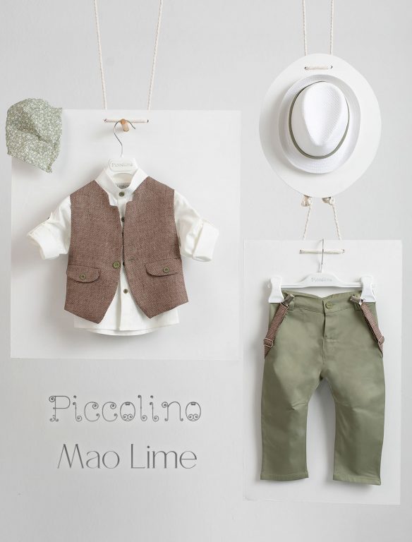Piccolino Mao christening suit in Lime color