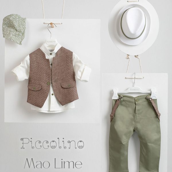 Piccolino Mao christening suit in Lime color