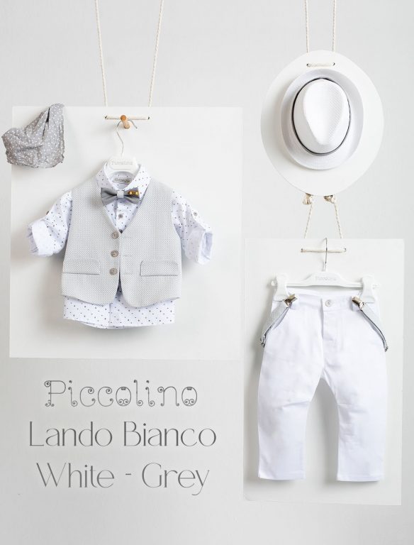 Βαπτιστικό κοστούμι Piccolino Lando-Bianco σε χρώμα White-Grey