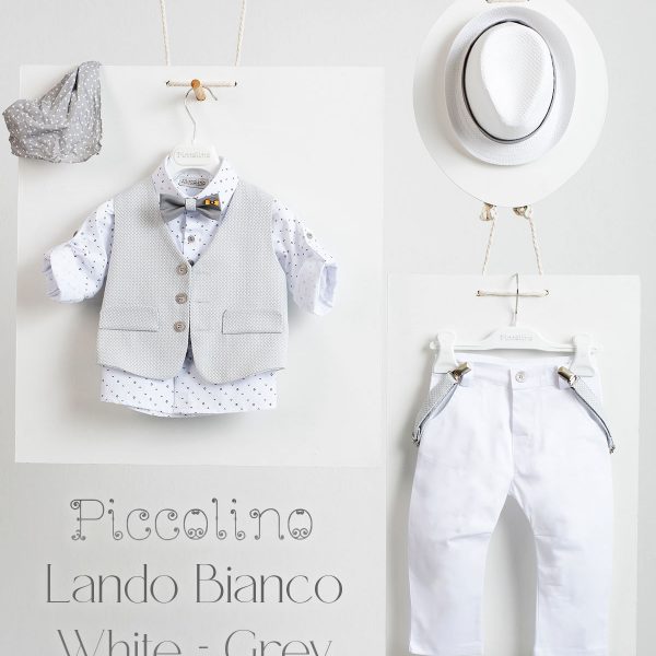Βαπτιστικό κοστούμι Piccolino Lando-Bianco σε χρώμα White-Grey