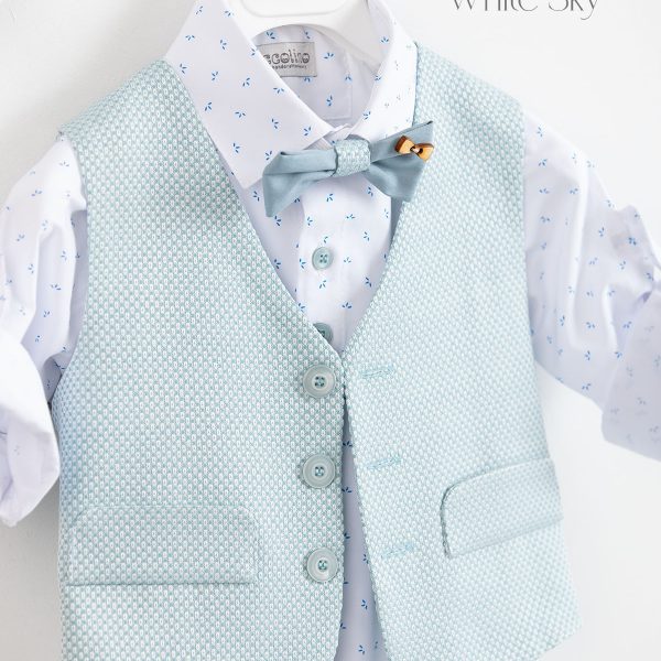 Christening suit Piccolino Lando-Bianco in White-sky color