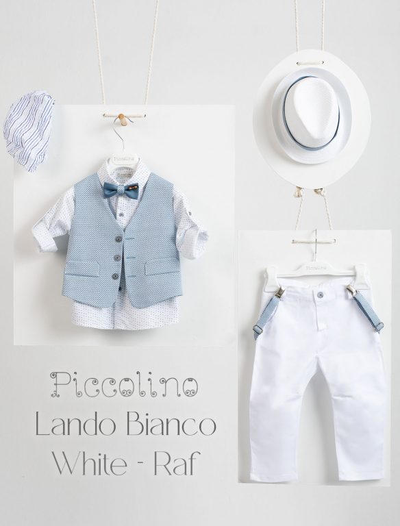 Christening suit Piccolino Lando-Bianco in White-Raf color