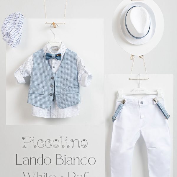 Christening suit Piccolino Lando-Bianco in White-Raf color
