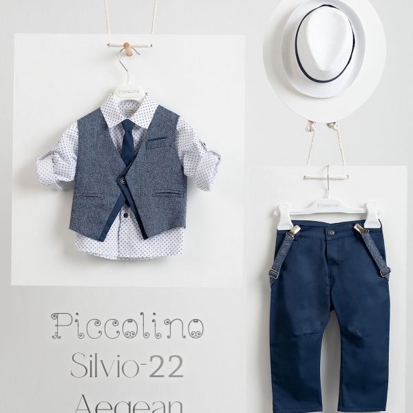 Christening suit Piccolino Silvio-22 in Aegean color