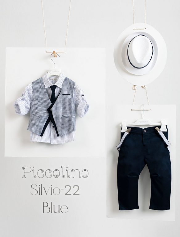 Christening suit Piccolino Silvio-22 in Blue color