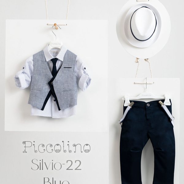 Christening suit Piccolino Silvio-22 in Blue color