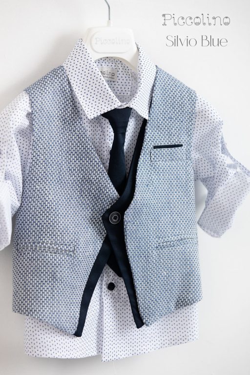 Christening suit Piccolino Silvio-22 in Blue color