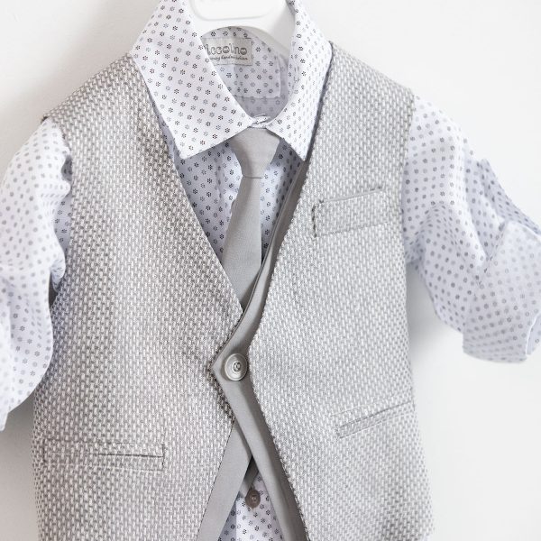 Christening suit Piccolino Silvio-22 in Gray color