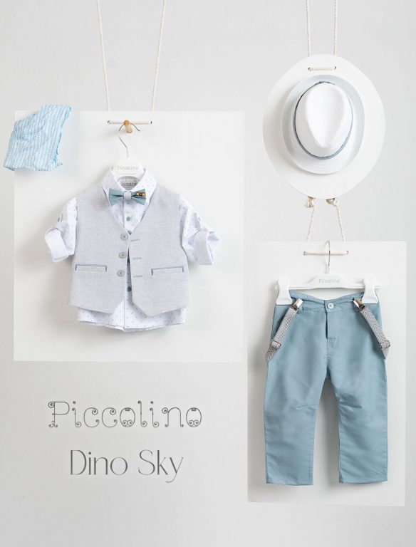 Piccolino Dino christening suit in Sky color