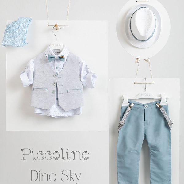 Piccolino Dino christening suit in Sky color