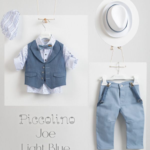 Piccolino Joe christening suit in Light Blue color