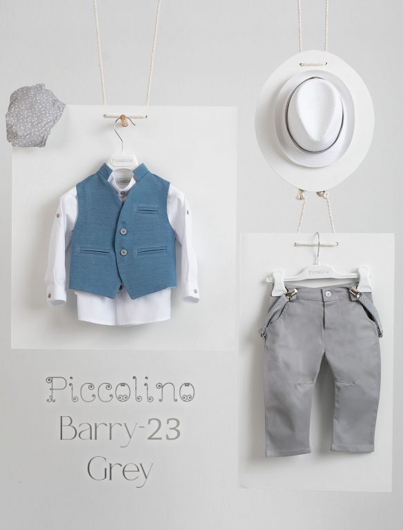 Christening suit Piccolino Barry-23 in gray color