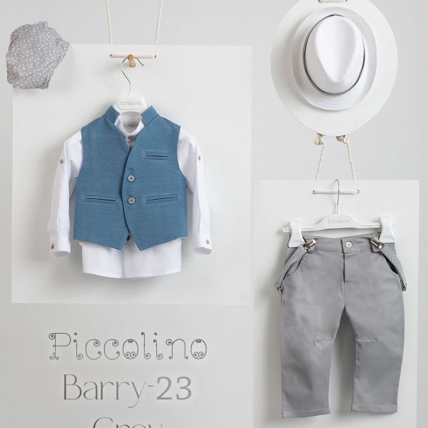 Christening suit Piccolino Barry-23 in gray color