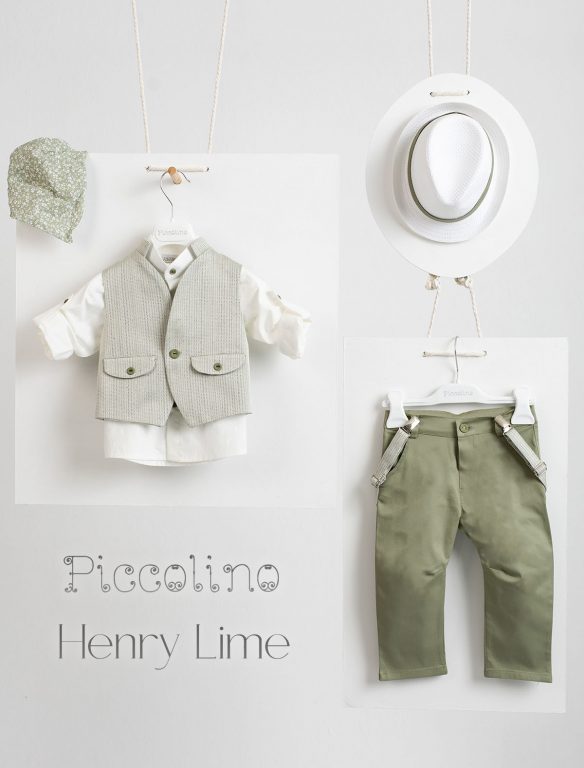 Piccolino Henry christening suit in Lime color