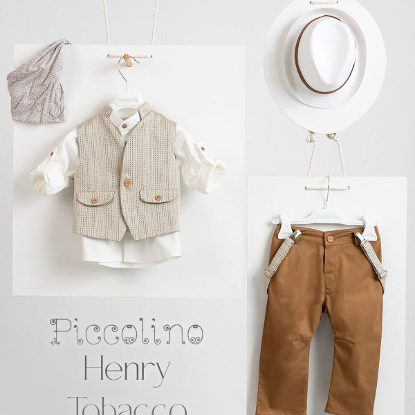 Piccolino Henry christening suit in Tobacco color