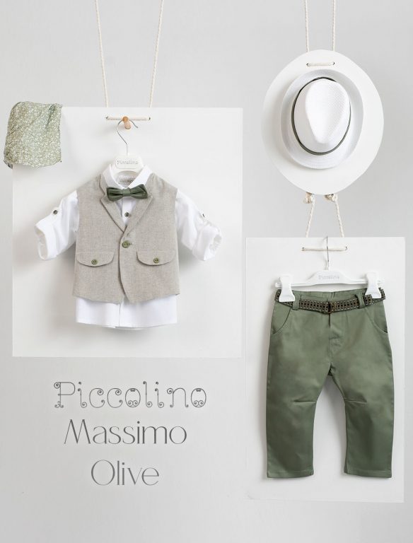 Christening suit Piccolino Massimo in Olive color