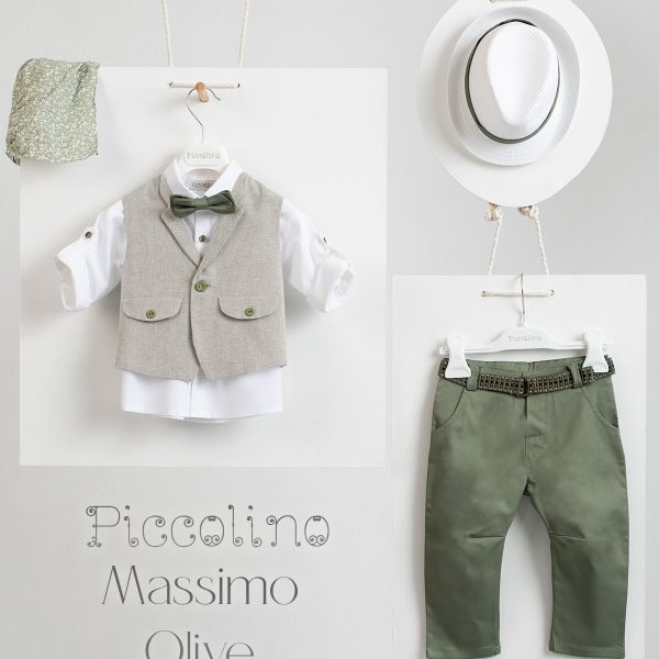 Christening suit Piccolino Massimo in Olive color