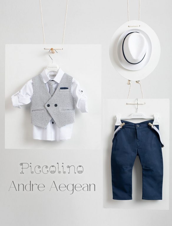 Βαπτιστικό κοστούμι Piccolino Andre σε χρώμα Aegean